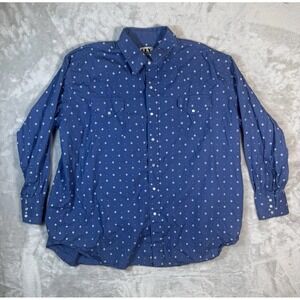 ELY Cattleman Pearl Snap Shirt Mens XXL All Over Print Western Rodeo Blue